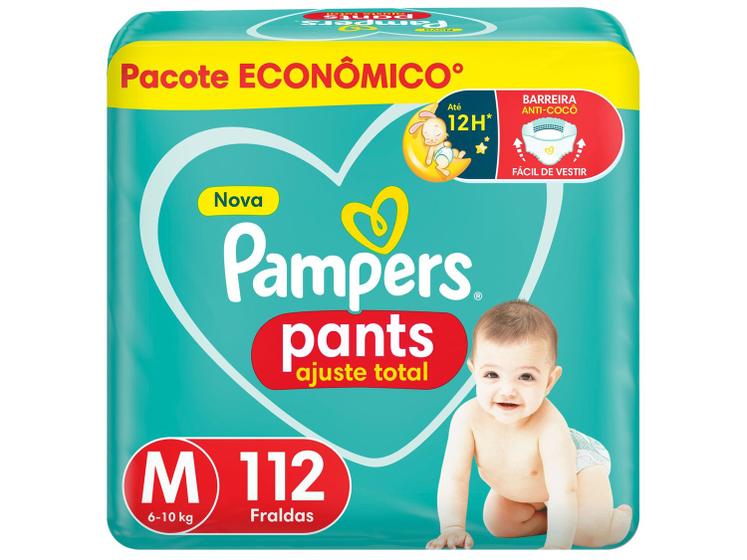 Fralda Calça Pampers Pants Ajuste Total - Tam. M 6 a 10kg 112 Unidades
