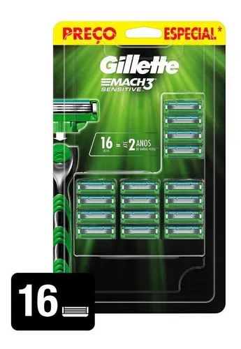 Carga para aparelho de barbear Mach3 Sensitive 16un Gillette