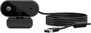 Webcam 1080p HP 320 - com Ajuste Automático de Luz, Conexão USB Plug and Play, Ângulo Largo de 66 Graus, Imagem Full HD com Microfone Integrado e Rotação 360 (53X26AA#ABL)