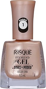 Esmalte Dourado Risqué Diamond Gel Divas No Poder Golden Diva Metálico 9,5ml