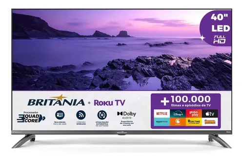 Smart Tv 40'' Britânia Btv40m9gr2cgb Roku Led Dolby Audio