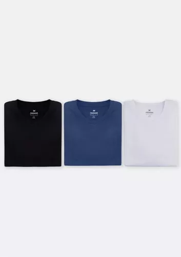 Kit Com 3 Camisetas Masculinas Básicas Slim Gola V Hering