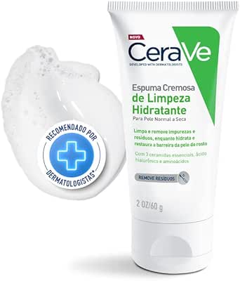 CeraVe, Espuma Cremosa de Limpeza Hidratante, com Ácido Hialurônico
