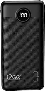 I2GO, Carregador Portátil (Power Bank) Ultra Rápido 10000mAh, Power Delivery 20W, 2 Saídas USB + 1 Saída/Entrada USB-C, Preto, i2GO PRO