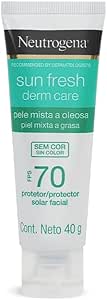 Neutrogena Sun Fresh Protetor Solar Facial Derm Care, Pele Oleosa, Sem Cor, FPS 70, 40g