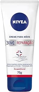NIVEA Creme para Mãos Reparação com Dexpanthenol 75g - Creme de Mãos que oferece alívio imediato do ressecamento e hidrata por 24h, com poderoso ativo Dexpanthenol e ainda cabe na bolsa