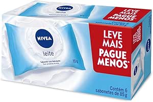 NIVEA Sabonete em Barra Hidratante Leite Promo 6 un. 85g - Com fragrância suave e espuma cremosa, esse sabonete limpa e mantém a pele hidratada após o banho