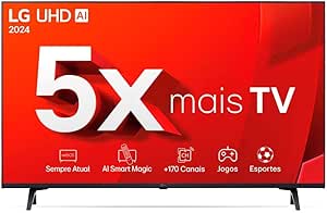 Smart TV 4K 43" LG UHD 43UT8000 Processador a5 Ger7 AI Alexa/Chromecast integrado Otimizador de Jogos webOS 24 compatível com Controle Smart Magic