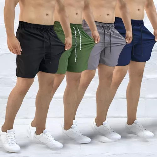 Kit 4 Bermuda Masculina Short Praia Tactel Elastano Academia