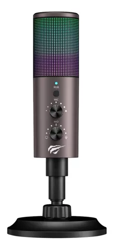 Microfone Gamer Usb Mesa Havit Gk61 Rgb Omnidirecional Preto