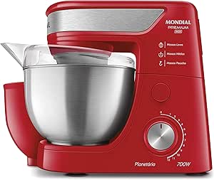 Batedeira Planetária, Mondial, Vermelho/Inox, 700W, 220V - BP-02P-R-TI