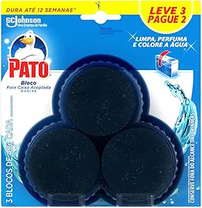 Pato Desodorizador Sanitário Caixa Acoplada Marine, Limpeza Banheiro, Limpa, Pefuma e Colore, Leve 3 Pague 2, 40g