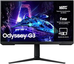 Monitor Gamer Samsung Odyssey G3", 27", 180Hz, 1ms,Ajuste de Altura,Freesync,DP,HDMI,FHD, preto