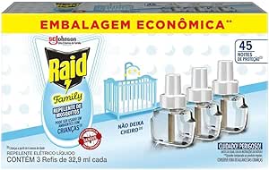 Repelente Elétrico Líquido Raid 45 Noites 3UN Refil de 32,9ml