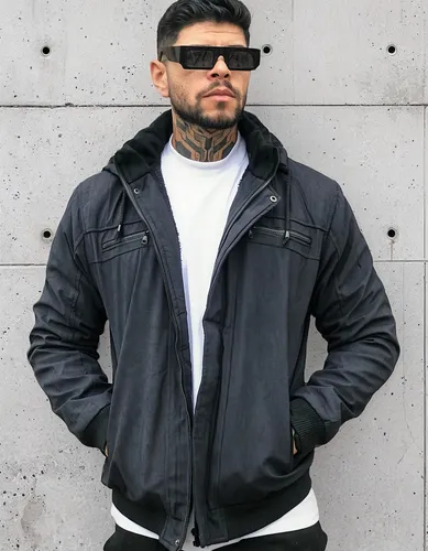Jaqueta Masculina De Sarja Com Capuz Removivel Casaco Frio