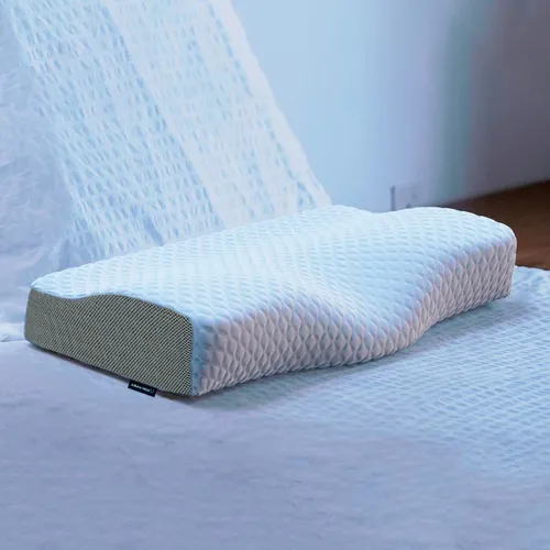 Travesseiro Cervical Nasa - Coluna Relax - Carvão Ativado Cor branco e cinza