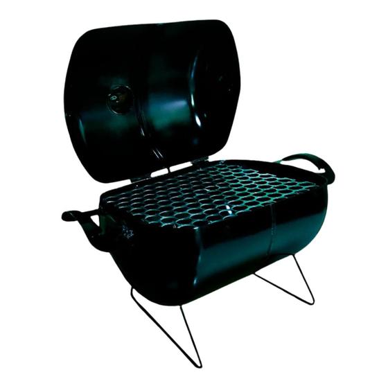 Churrasqueira Móvel Com Tampa Bafinho 45x35x32cm Tambor Mini Preta - HN