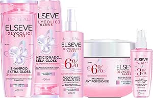 Kit Glycolic Gloss Shampoo+Condicionador+Acidificante+Creme de Tratamento+Sérum