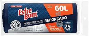 EsfreBom - Saco para Lixo Reforçado, Rolo com 25 Sacos de 60 Litros, Azul Escuro, Bettanin