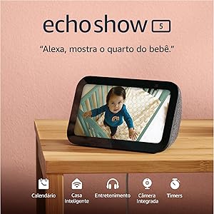 Echo Show 5 (Última geração) | Smart display com Alexa, graves 2x mais potentes e som mais nítido | Cor Preta