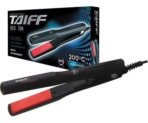 Prancha De Cabelo Alisadora Chapinha Elegance Red Íon Profissional 200ºc Bivolt Cor Preto 110V/220V Taiff