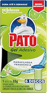 Pato Desodorizador Gel Adesivo 1 Refil Citrus, Limpeza Banheiro, Vaso Sanitário Limpo e Perfumado, 6 Discos