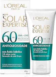 L'Oréal Paris Protetor Solar Facial Antioleosidade FPS60 Solar Expertise Effeito Matte, 40g