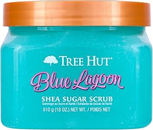 Tree Hut Esfoliante esfoliante com açúcar de karité Blue Lagoon | Esfoliante corporal remove a pele seca e morta para uma sensação macia e hidratada | Cuidados nutritivos essenciais para o corpo | 532
