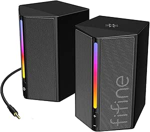 FIFINE Alto-falantes para computador, alto-falantes RGB para PC desktop, para jogos alimentados por USB com conector de 3,5 mm para laptop, monitor, telefone, tablet - A20