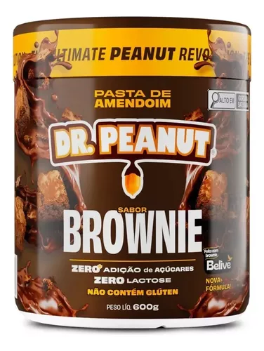 Pasta De Amendoim Com Whey Protein - 600g - Dr. Peanut Sabor Brownie