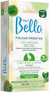 FOLHAS PRONTAS PARA DEPILAÇÃO FACIAL CHÁ VERDE E AVEIA DEPIL BELLA 16FLS