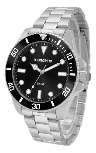 Relógio Prata Masculino Mondiane 32549g0mvne1 Cor da correia Prateado Cor do fundo Preto