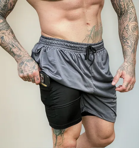 Bermuda 2 Em 1 Short Duplo Masculino Academia Treino Corrida