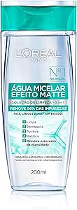 L'Oréal Paris Água Micelar Efeito Matte Solução de Limpeza Facial 5 em 1, 200ml