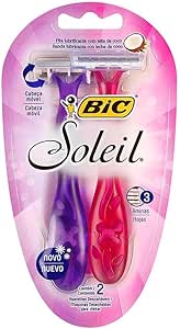 BIC Aparelho De Depilar Soleil Rosa E Roxo Com Fita Lubrificante De Óleo De Coco 919463 2 Unidades