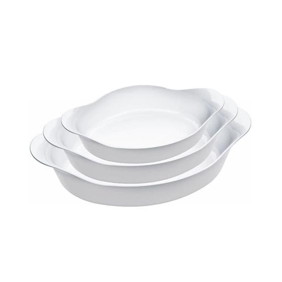 Conjunto de Assadeiras Nadir Opaline em Vidro 3 Peças - Marinex
