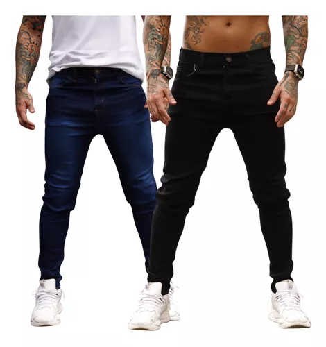 Kit 2 Calça Jeans Masculina Preta Azul Direto Fabrica Slim