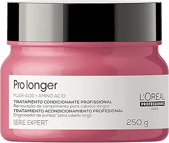 L'Oréal Professionnel Máscara de Tratamento Pro Longer, Reduz a Quebra e a Aparência de Pontas Duplas, Adiciona Suavidade e Brilho, Para Cabelos Finos e com Afinamento, 250g