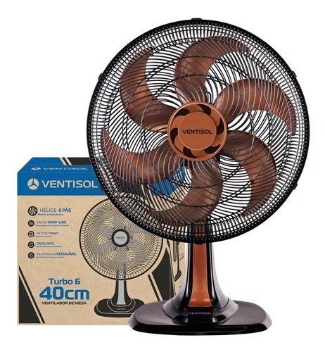 Ventilador Osc Mesa Turbo 6p 40cm Bronze 127v Premium Cor da estrutura Preto Ventisol
