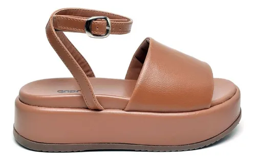 Sandália Feminina Fivela Prata Tamanca Caramelo Dubuy