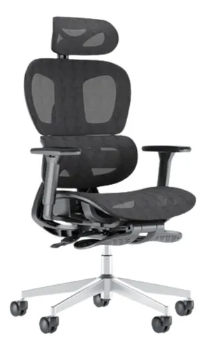 Cadeira Escritório Ergonômica Executiva Premium BT03 Luvinco Cor Preto com Apoio de Perna Material do Estofamento Mesh