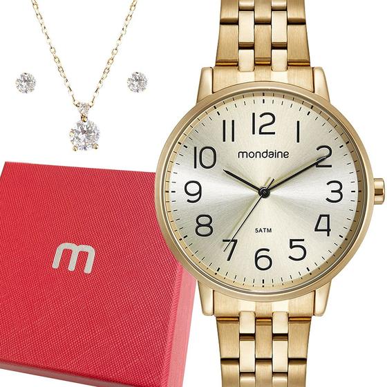 Relógio Mondaine Feminino Dourado Original Luxo Prova Dágua