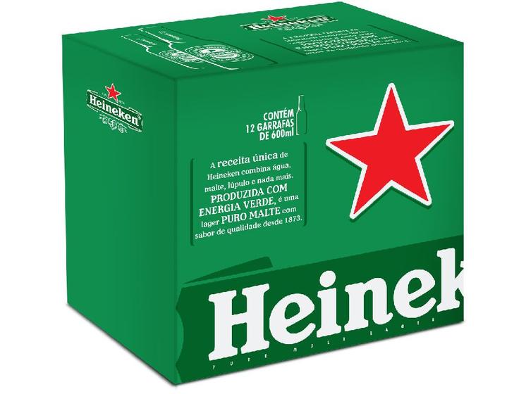 Cerveja Heineken Puro Malte Pilsen - 12 Unidades Garrafa 600ml