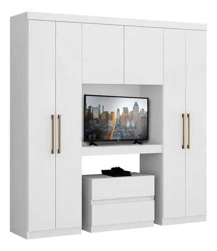 Guarda Roupa Casal 6 Portas 2 Gavetas Porto Branco Móveis Carraro