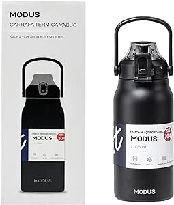 Garrafa Térmica Isolada a Vácuo De Aço Inoxidável 304 1700ML Grande Capacidade Com Canudo (Preto)