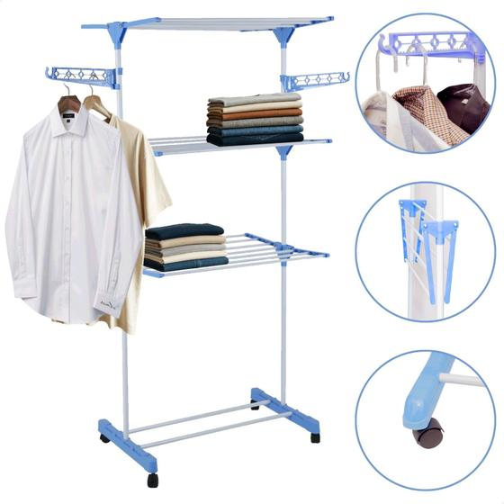 Varal De Chão Vertical Para Roupas 3 Andares Dobrável Portátil Grande - KONTUZ HOME