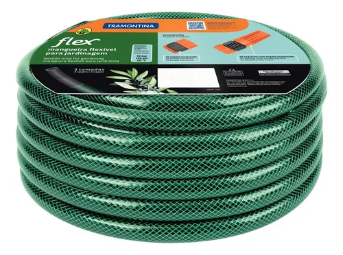 Mangueira Flex Verde Em Pvc 3 Camadas 1/2 20m Tramontina