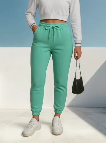 Calça Jogger Moletom Flanelado Feminina Cintura Alta