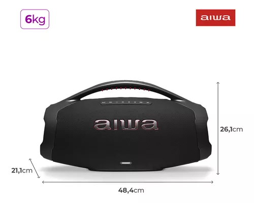 Caixa De Som Boombox Aiwa AWS-BBS-01B 200w IP66 30hs De Bateria Preto