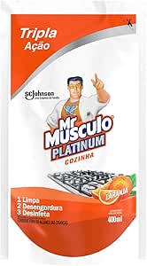 Mr Músculo Platinum Desinfetante Uso Geral Tripla Ação Laranja Sachê 400ml